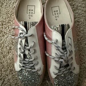 ShuShop Pink and Silver Glitter Sneakers